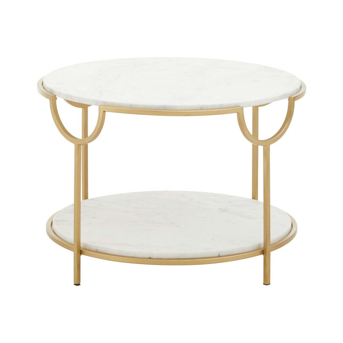 Pali Two Tier White And Gold Side Table.