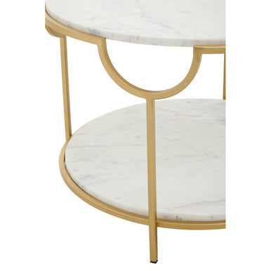 Pali Two Tier White And Gold Side Table.
