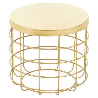 Pali Gold Finish Side Table With Caged Base