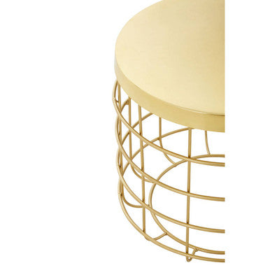 Pali Gold Finish Side Table With Caged Base
