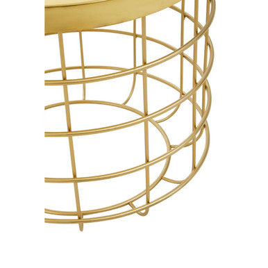 Pali Gold Finish Side Table With Caged Base