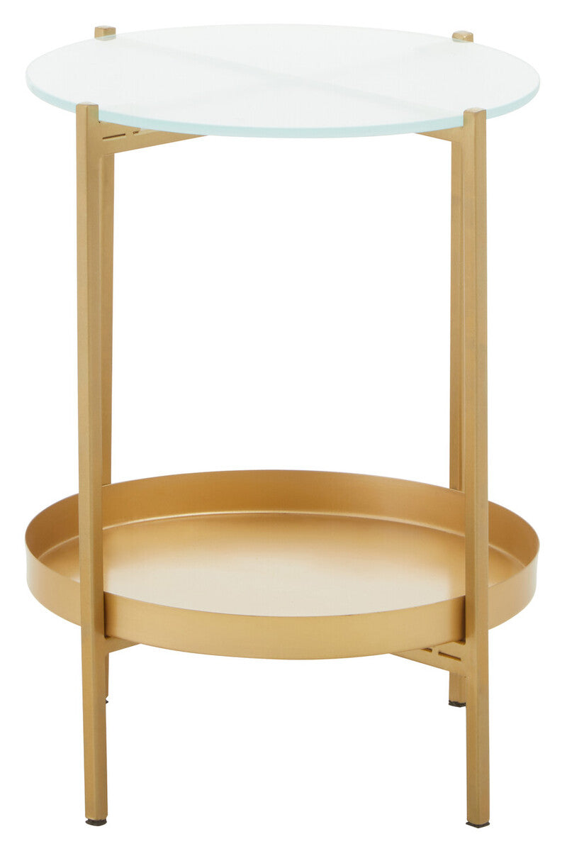 Pali Two Tier Glass And Iron Side Table