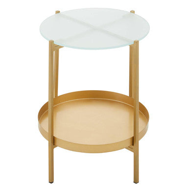 Pali Two Tier Glass And Iron Side Table