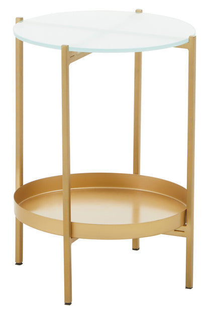 Pali Two Tier Glass And Iron Side Table