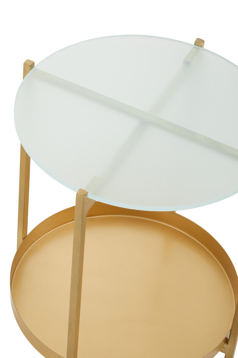 Pali Two Tier Glass And Iron Side Table