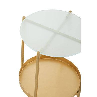 Pali Two Tier Glass And Iron Side Table