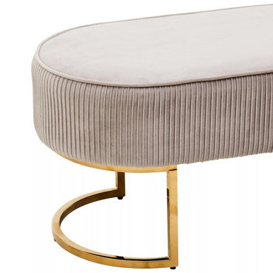 Zamora Mink Velvet Ottoman Bench With Gold Finish Legs.