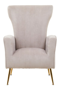 Zamora Mink Velvet Accent Chair With Gold Finish Legs
