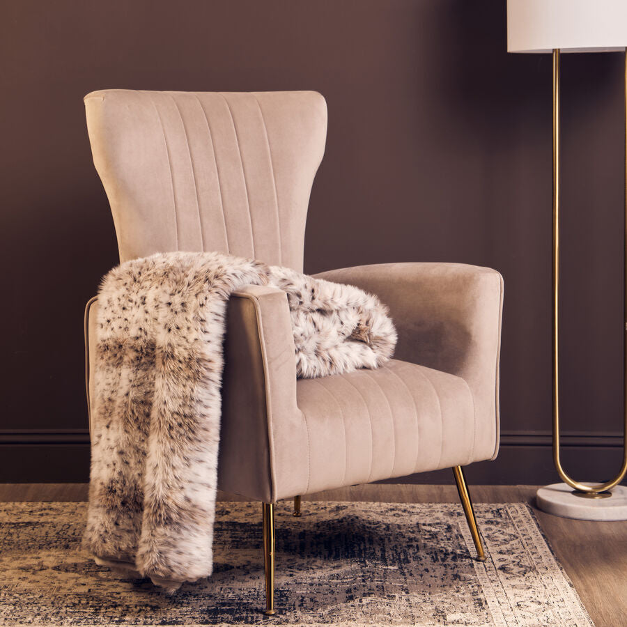 Zamora Mink Velvet Accent Chair With Gold Finish Legs