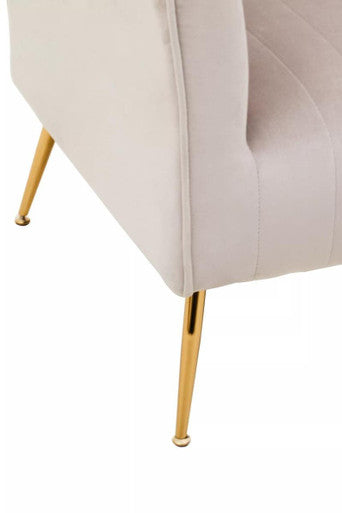 Zamora Mink Velvet Accent Chair With Gold Finish Legs