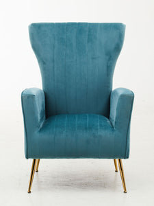 Zamora Green Velvet Accent Chair With Gold Finish Legs