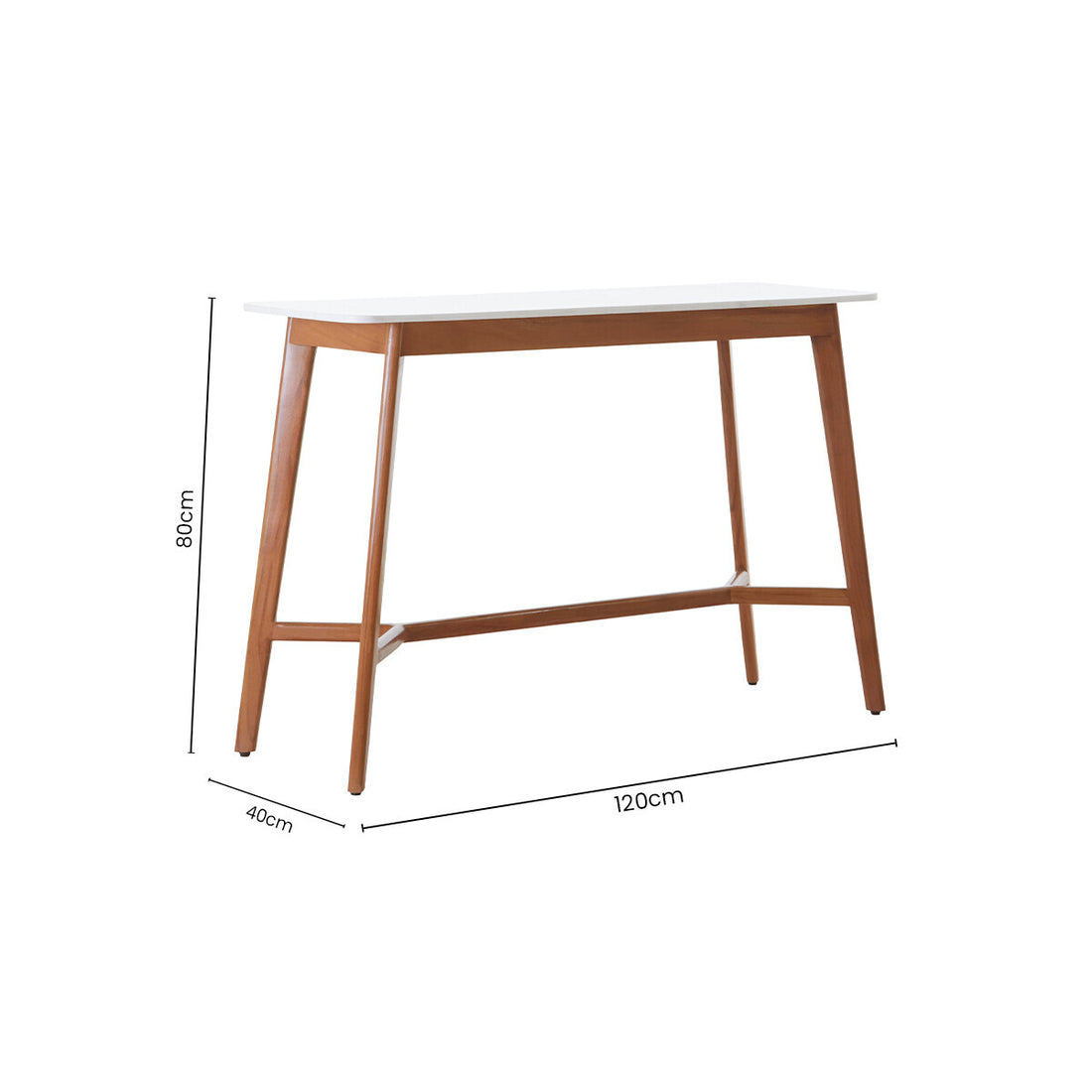 Myan Acacia Wood and White Marble Console Table