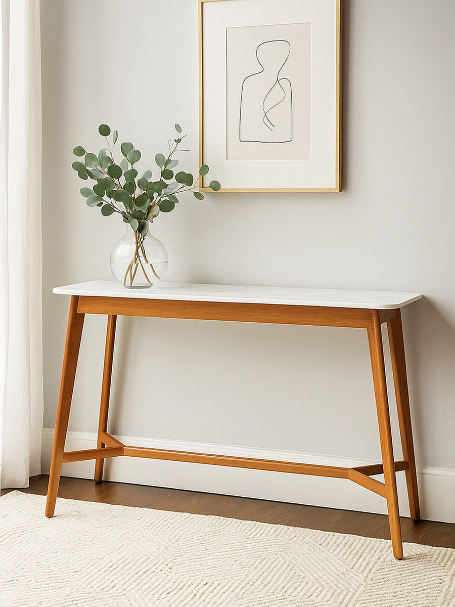 Myan White Marble Console Table