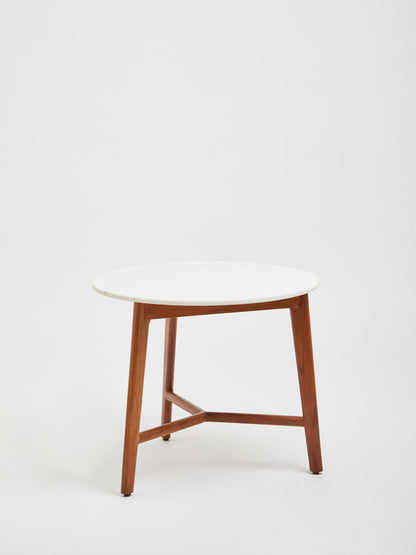 Myan White Marble Round Side Table