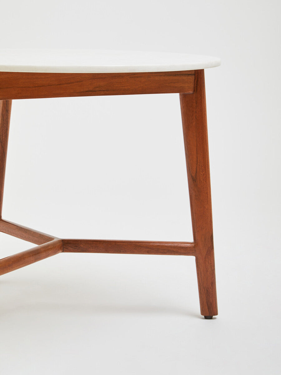 Myan White Marble Round Side Table