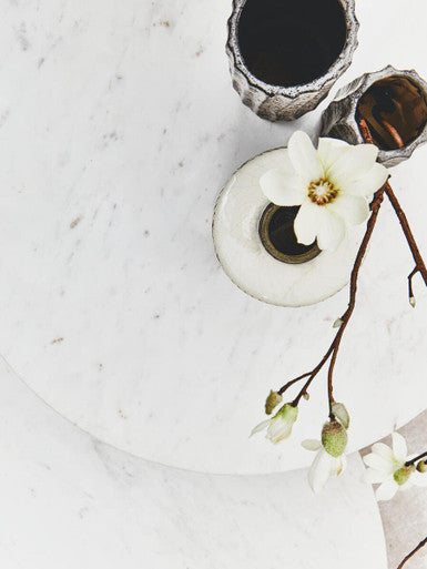 Myan White Marble Round Side Table.