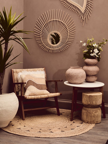 Myan White Marble Round Side Table