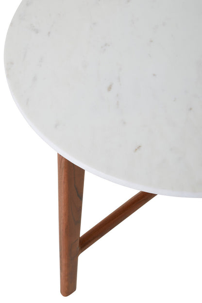 Myan White Marble Round Side Table