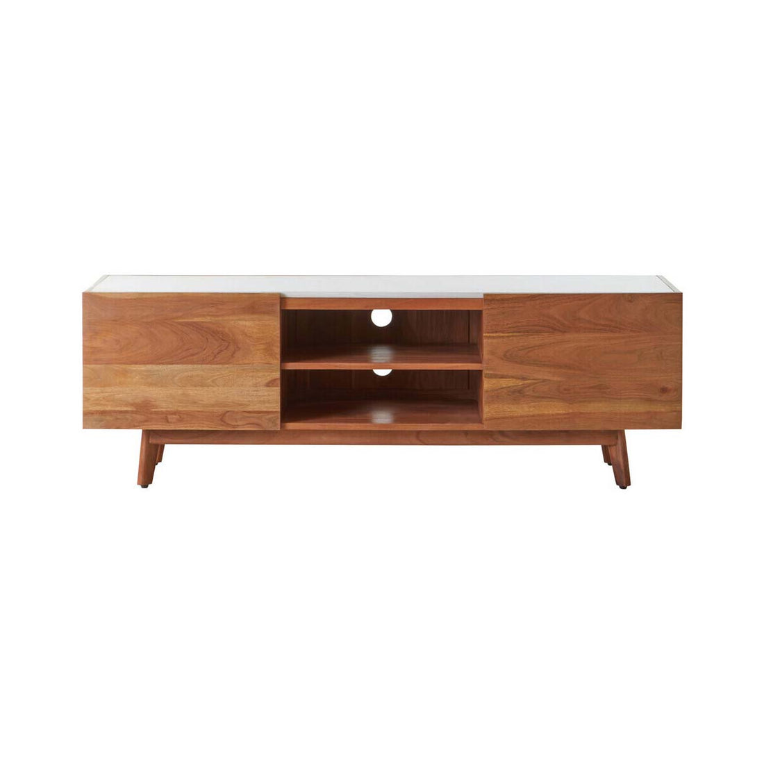 Myan 2 Door White Marble Media Unit
