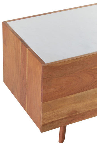 Myan Acacia Wood and White Marble Media Unit - Image 13