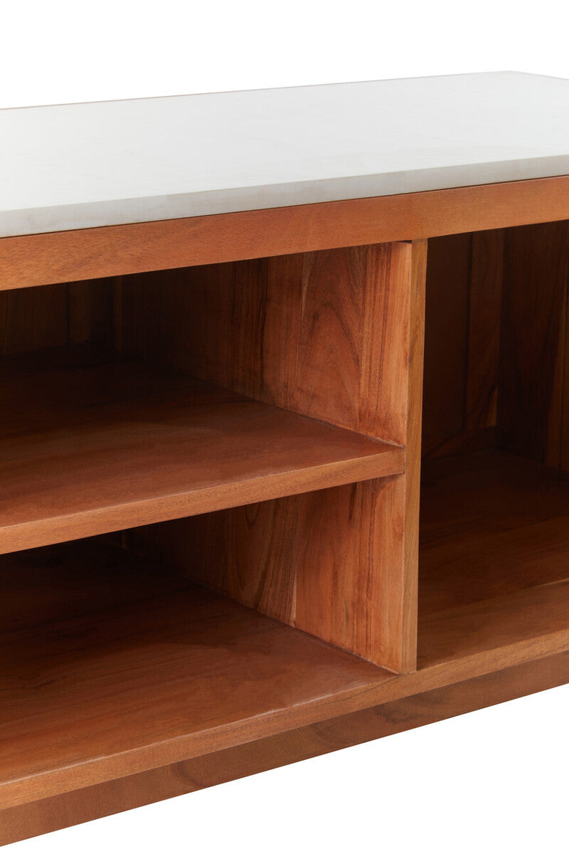 Myan Acacia Wood and White Marble Media Unit - Image 18