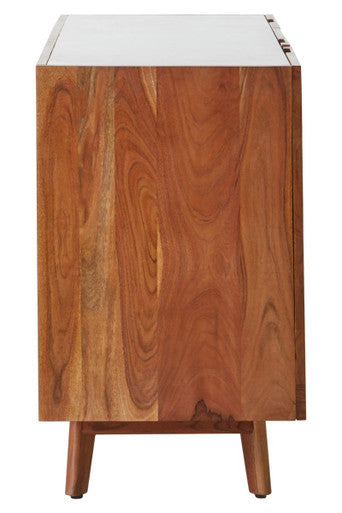 Myan 3 Drawer Acacia Wood White Marble Sideboard - Image 6