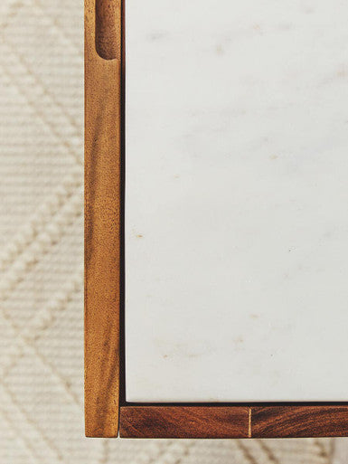 Myan 3 Drawer Acacia Wood White Marble Sideboard - Image 10