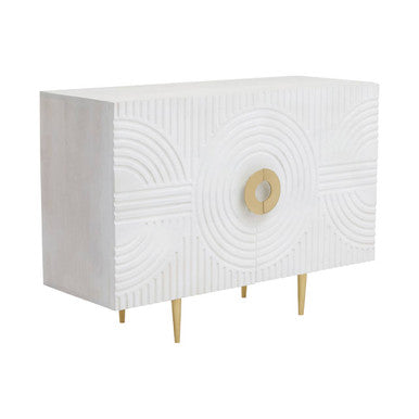 Saras Two Door White and Gold Mango Wood Sideboard - Image 2
