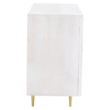Saras Two Door White and Gold Mango Wood Sideboard - Image 3