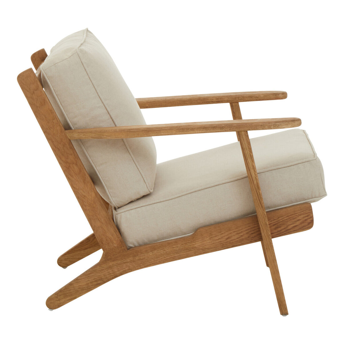 Hector Natural Linen and Oak Wood Armchair - Image 5