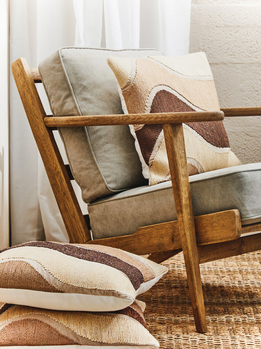 Hector Natural Linen and Oak Wood Armchair - Image 7
