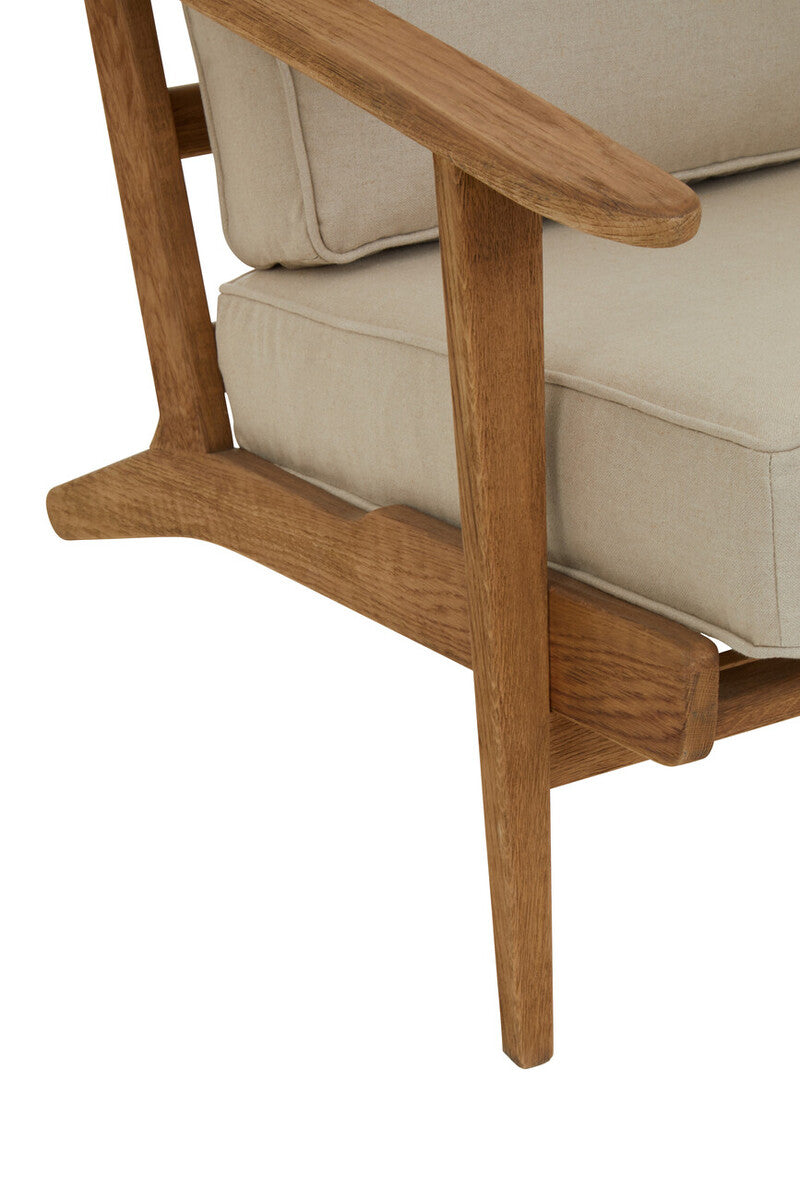 Hector Natural Linen and Oak Wood Armchair - Image 9