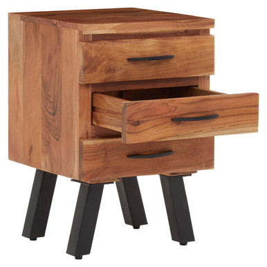 Nashik Three Drawer Acacia Wood Side Table