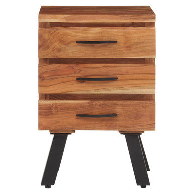 Nashik Three Drawer Acacia Wood Side Table