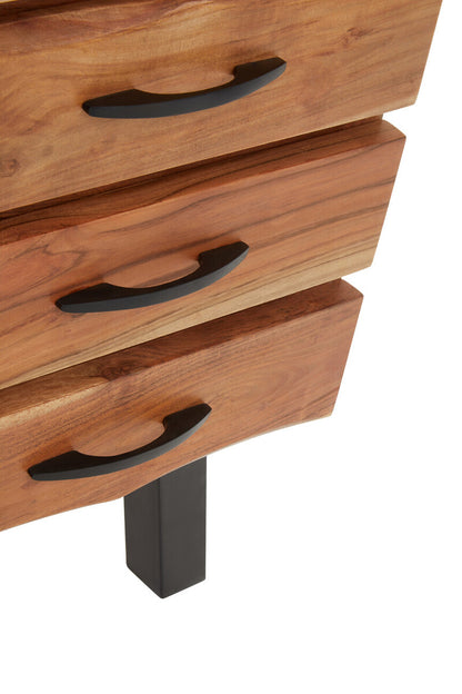 Nashik Three Drawer Acacia Wood Side Table