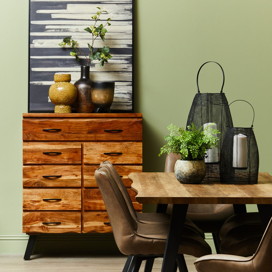 Nashik 9 Drawer Acacia Wood Chest
