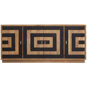 Salem Black and Natural Mango Wood 4 Door Sideboard