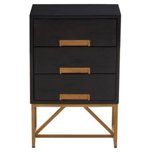 Kochi Black Mango Wood 3 Drawer Side Table