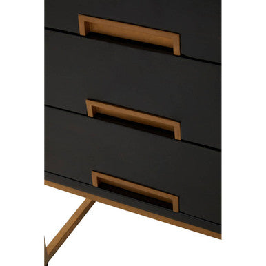 Kochi Black Side Table with 3 Drawers