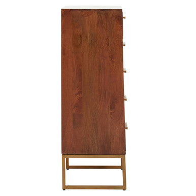 Gaya Mango Wood Chest of 5 Drawers - Image 4