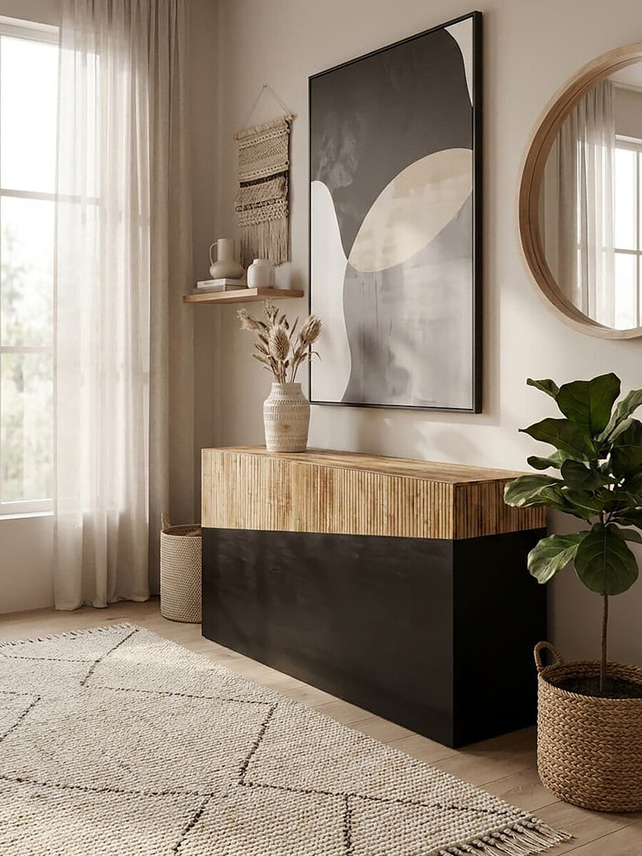 Ebony and Natural Console Table, Gabor