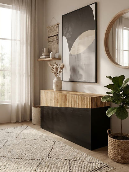 Ebony and Natural Console Table, Gabor