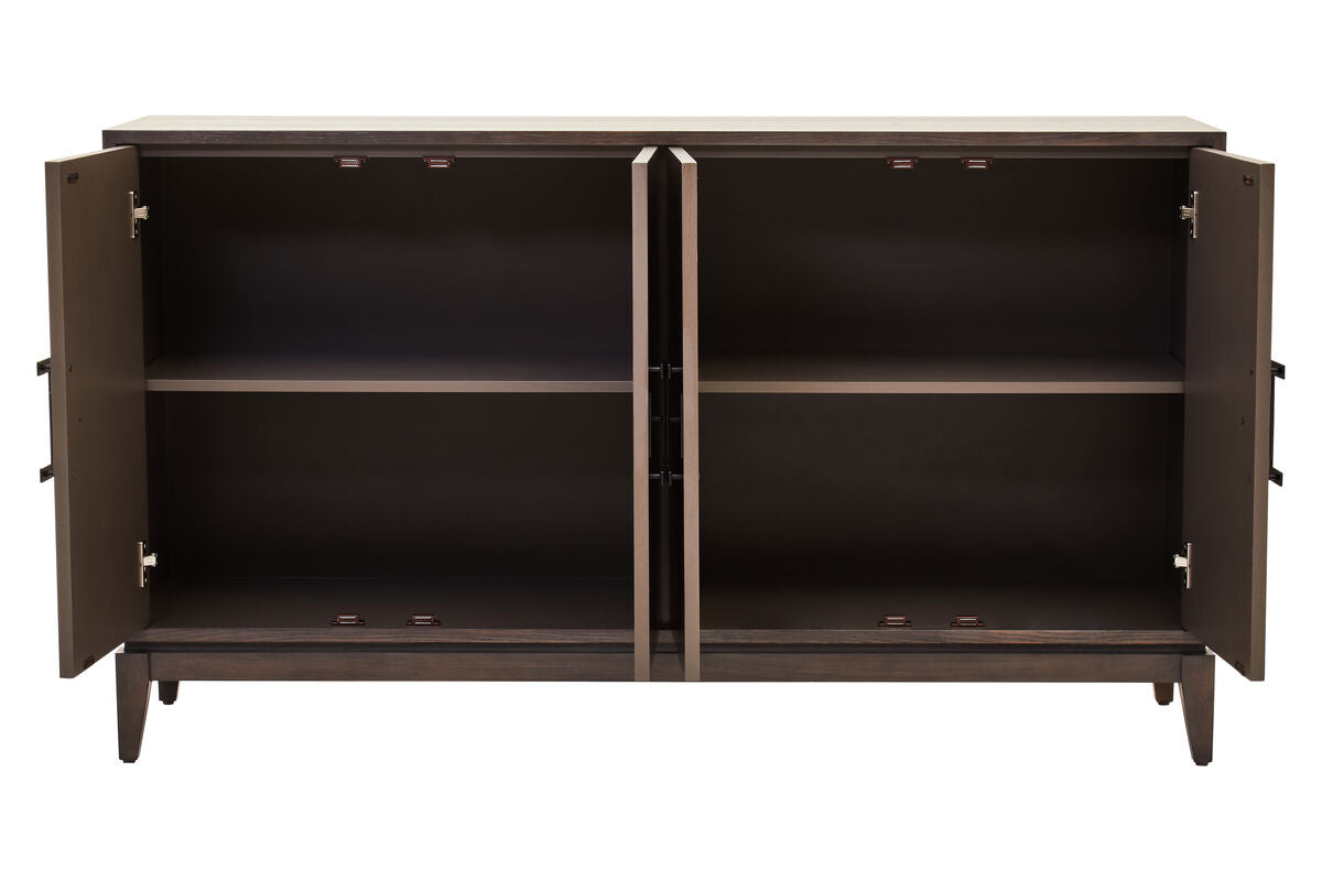 Dimaro Antique Grey Elm Wood Veneer 4 Door Sideboard