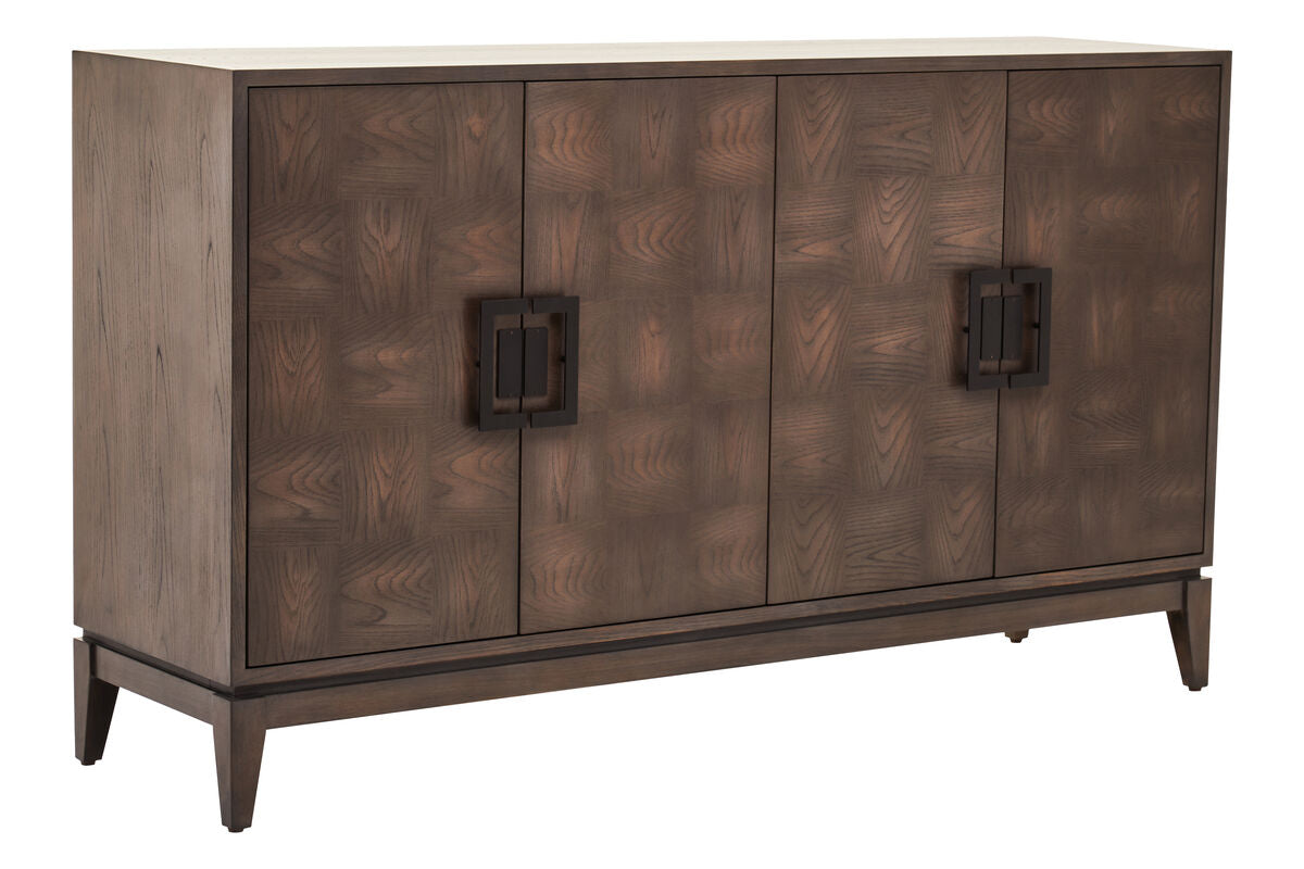 Dimaro Antique Grey Elm Wood Veneer 4 Door Sideboard