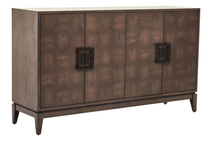 Dimaro Antique Grey Elm Wood Veneer 4 Door Sideboard