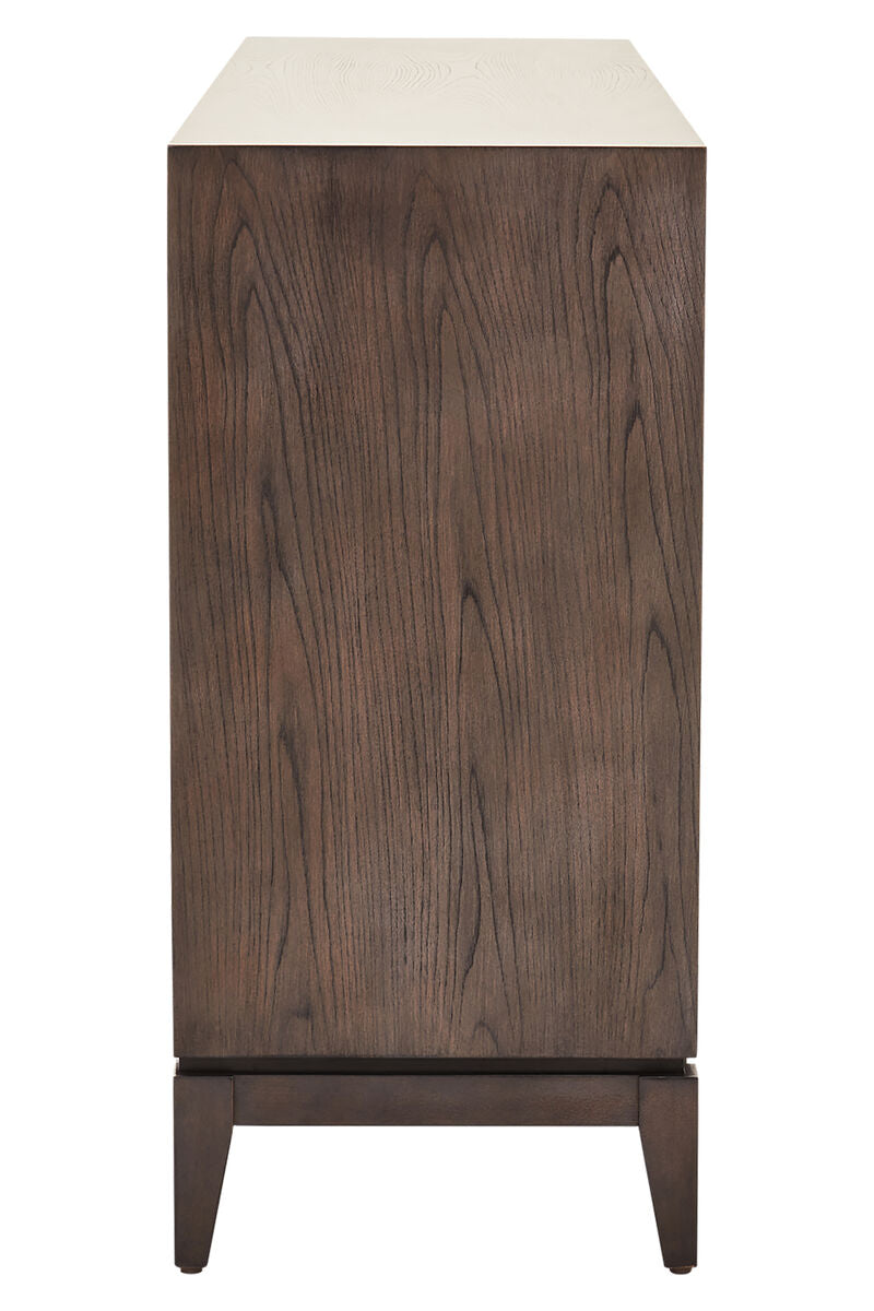 Dimaro Antique Grey Elm Wood Veneer 4 Door Sideboard