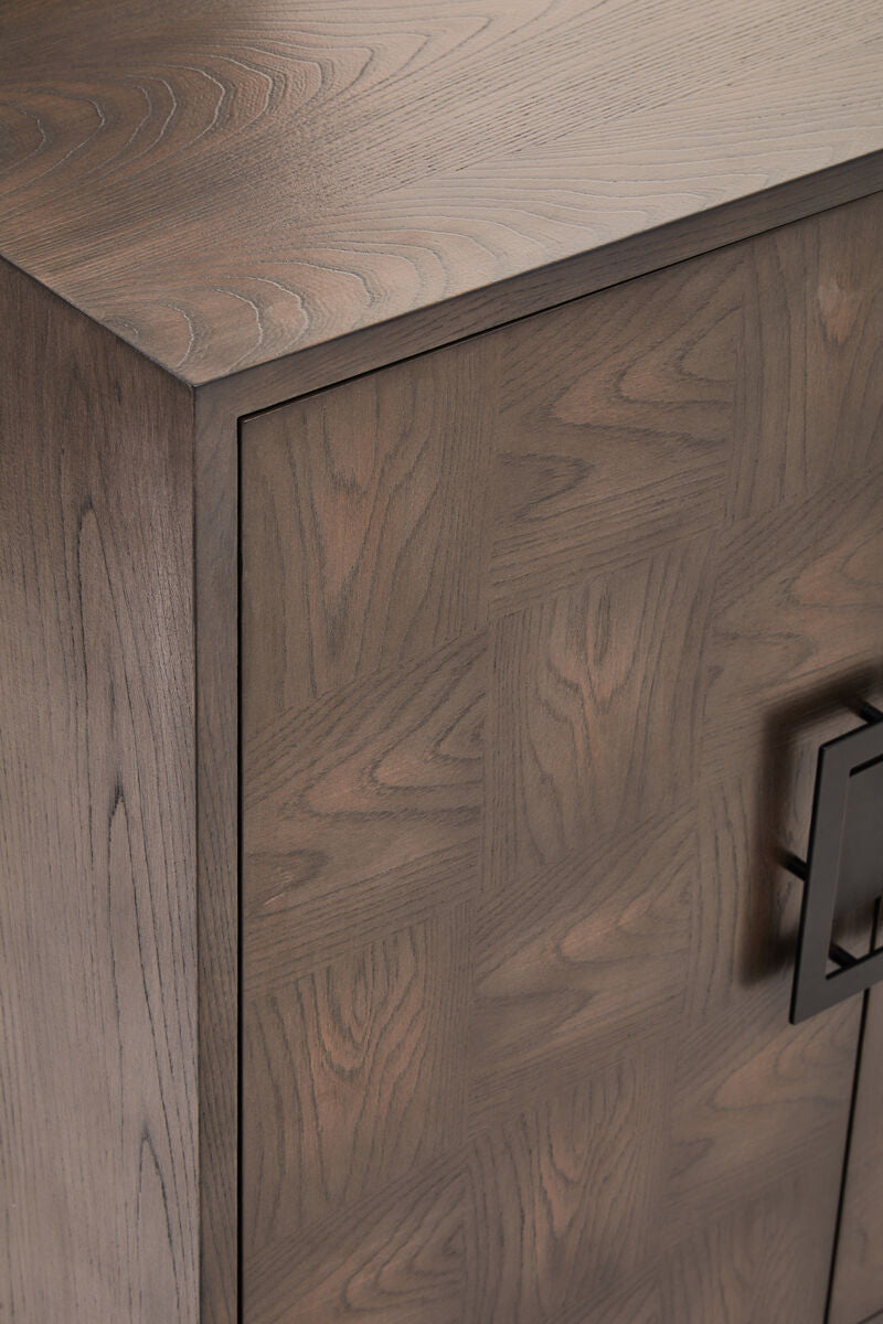 Dimaro Antique Grey Elm Wood Veneer 4 Door Sideboard