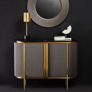 Dervio Grey Two Door Sideboard with Black Marble Top