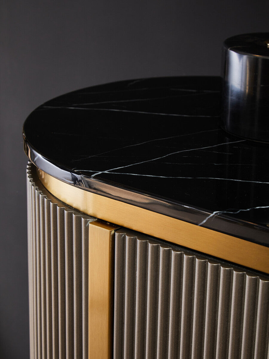 Dervio Grey Two Door Sideboard with Black Marble Top - Image 12