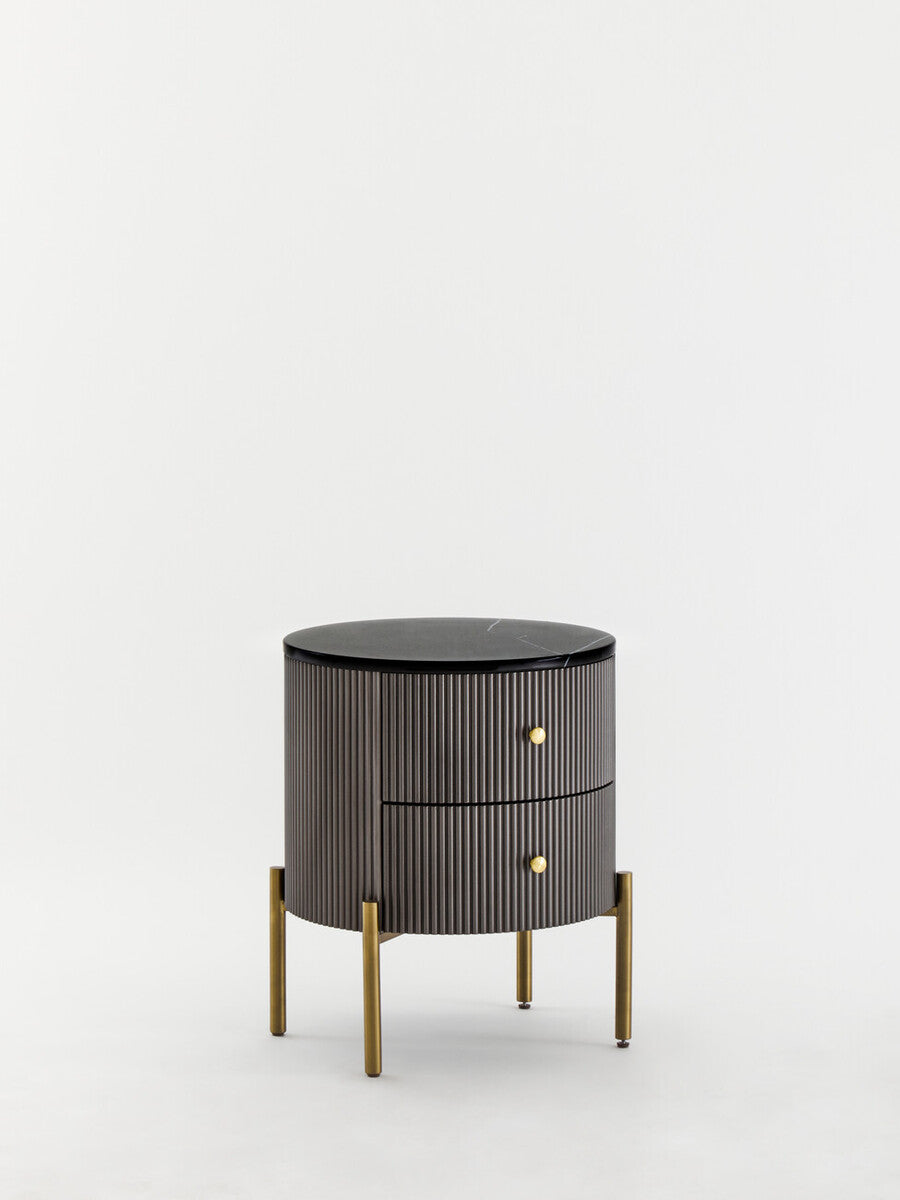 Dervio Grey Two Drawer Chest with Black Marble Top - Image 7